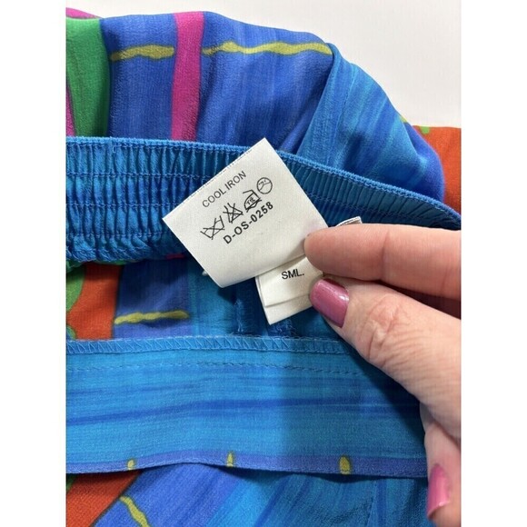 Vintage Jaeger Silk Long Shorts Blue Orange Striped Stripes Small - Picture 6 of 10